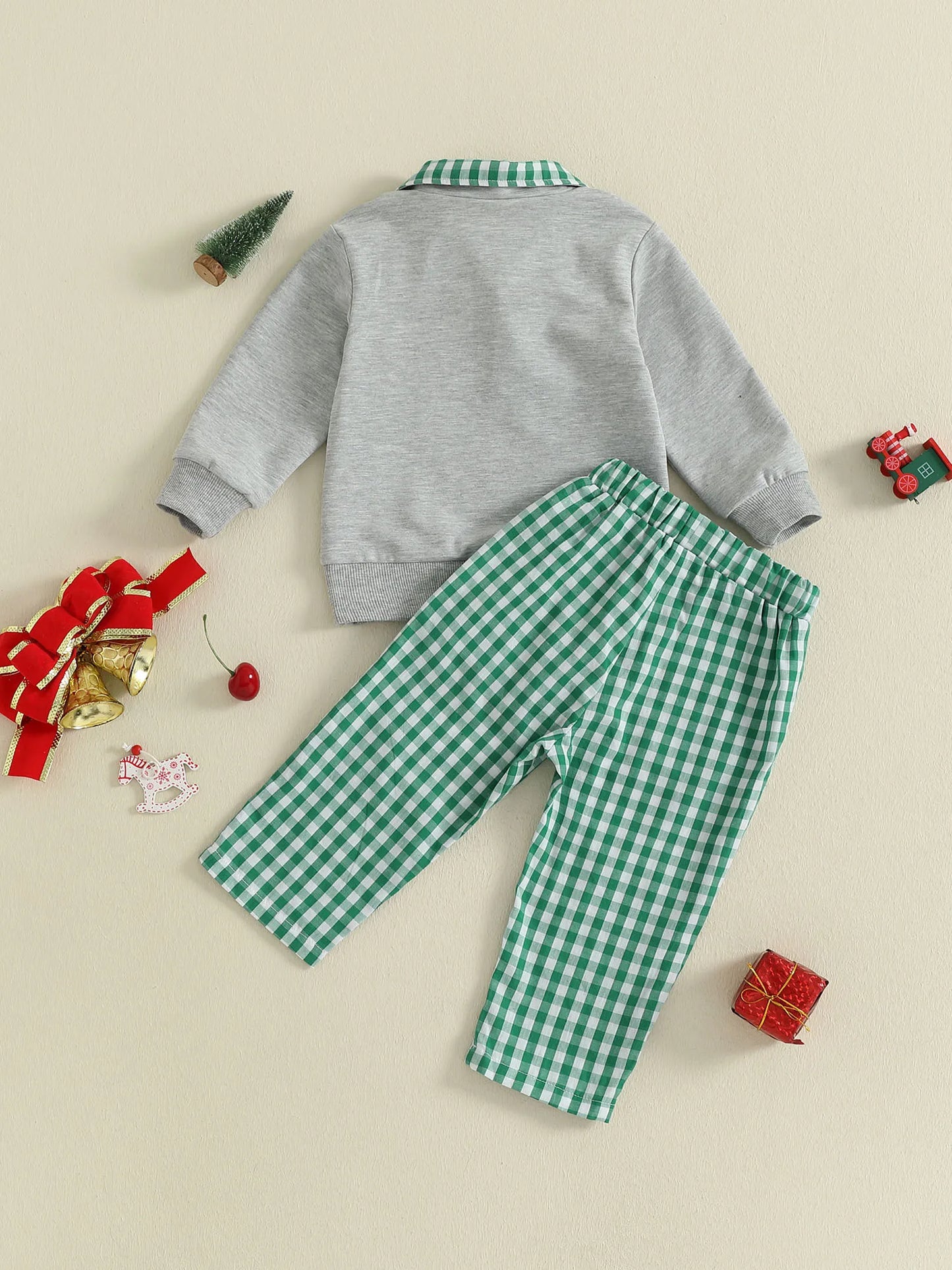 Baby Boy Holiday Outfits Reindeer Applique Crewneck Sweater Corduroy Pants 2 Piece Set for Christmas Party