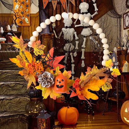 Fall Harvest Wreath with Pinecones and Acorns Autumn Leaves Thanksgiving Door Decoration for Home Wall Decor