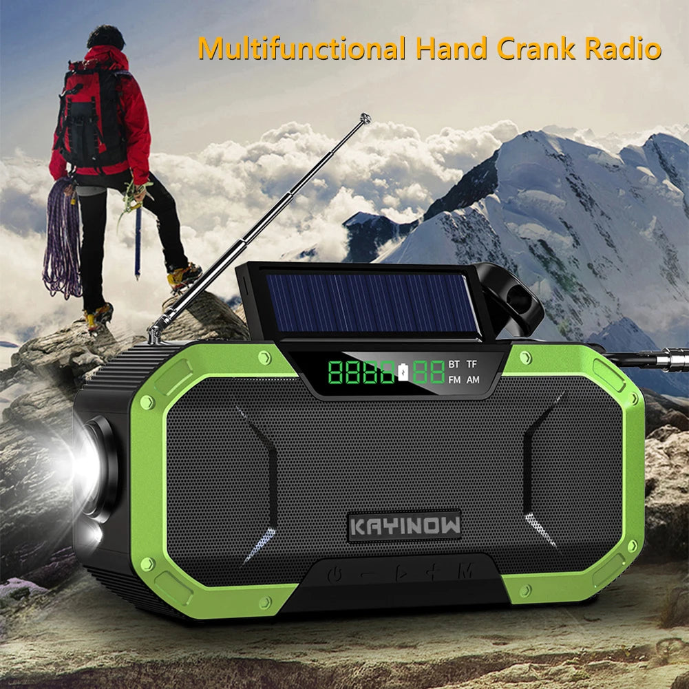 Solar Hand Crank Radio Portable AM/FM Weather Radio with LED Flashlight SOS Alarm Emergency Power Supply/Bank