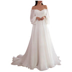 Romantic Sweetheart Beading Spaghetti Straps A-Line Wedding Long Dress 2025 Solid One-Line Skirt Princess Bridal Gown Customized