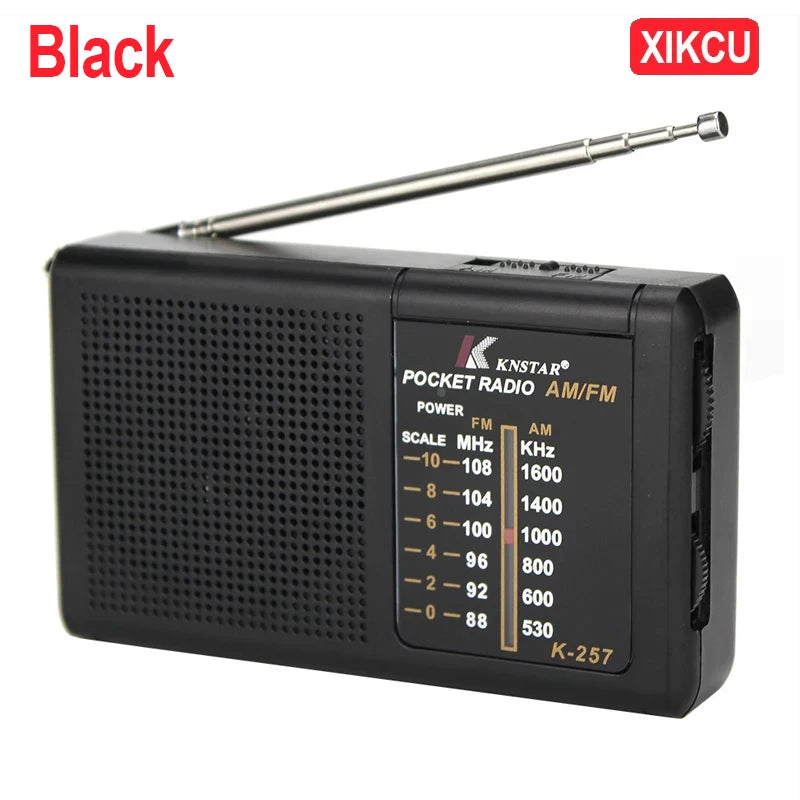 XIKCU AM FM Portable Mini Two Band Radio Full-wave Band Battery Powered Radio BuiltIn Speaker Outdoor Emergency Radio for Elders