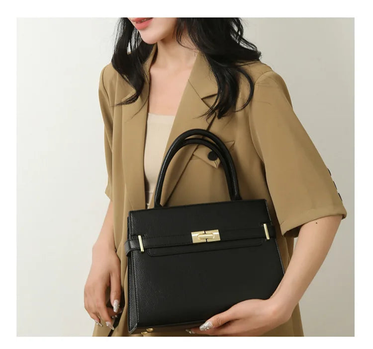Women's soft leather handbag simple small square bag casual women's bucket bag fashionable single shoulder crossbody bag