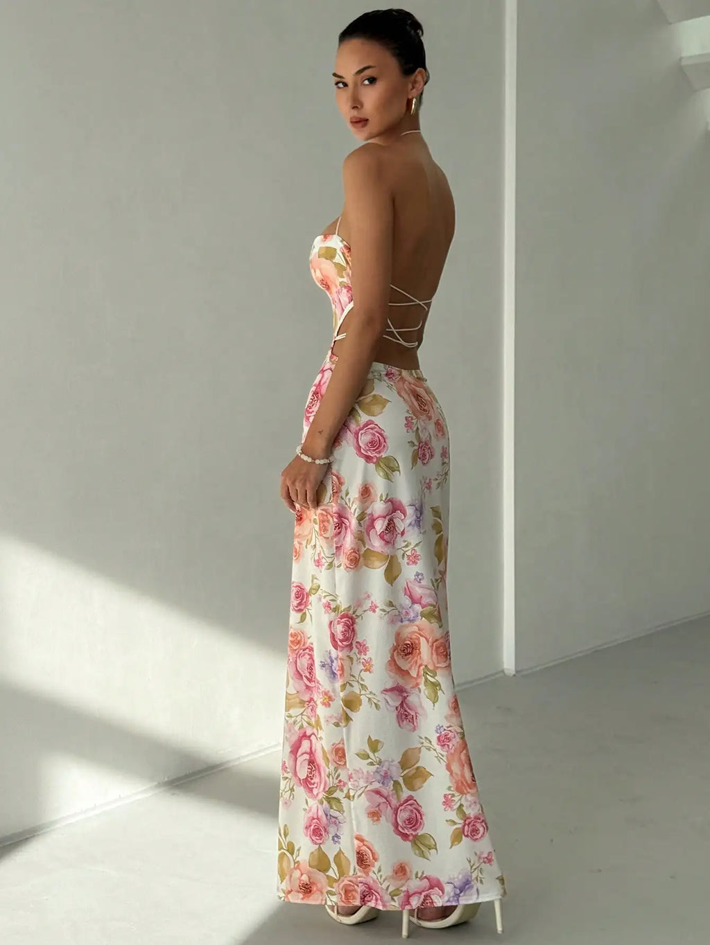 Aloruh Women's Elegant Sexy Floral Print Backless Dress Summer Summer Outfits Summer Clothes Beach Outfits