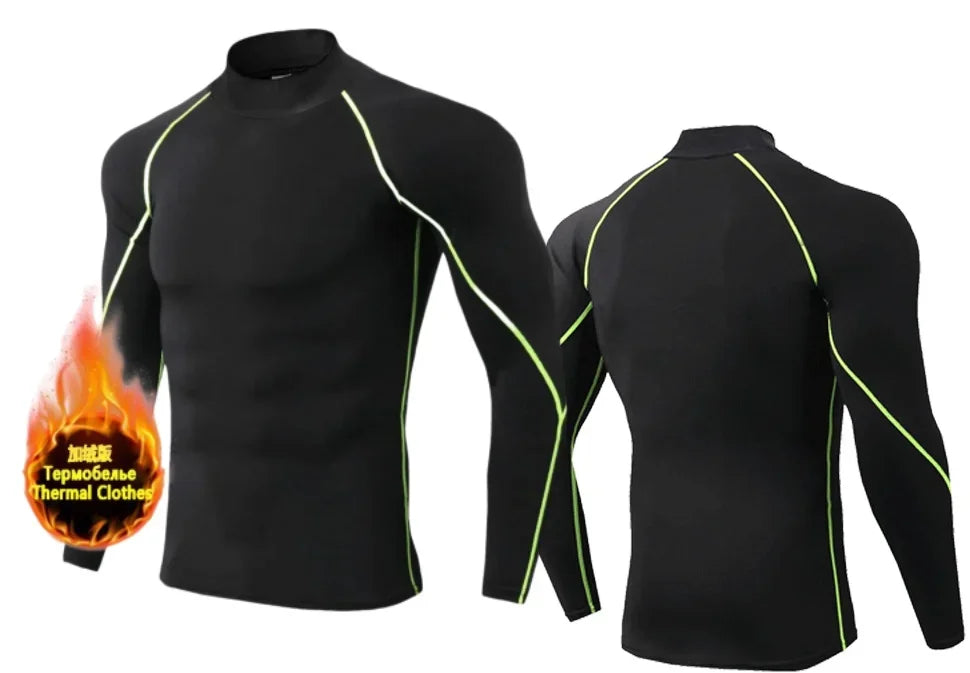 Winter Man Compression Shirt Cycling Clothing Warmth Shirt Warm Bottoming Shirt Men Compression T-Shirt Gym Sportswear 2024 New