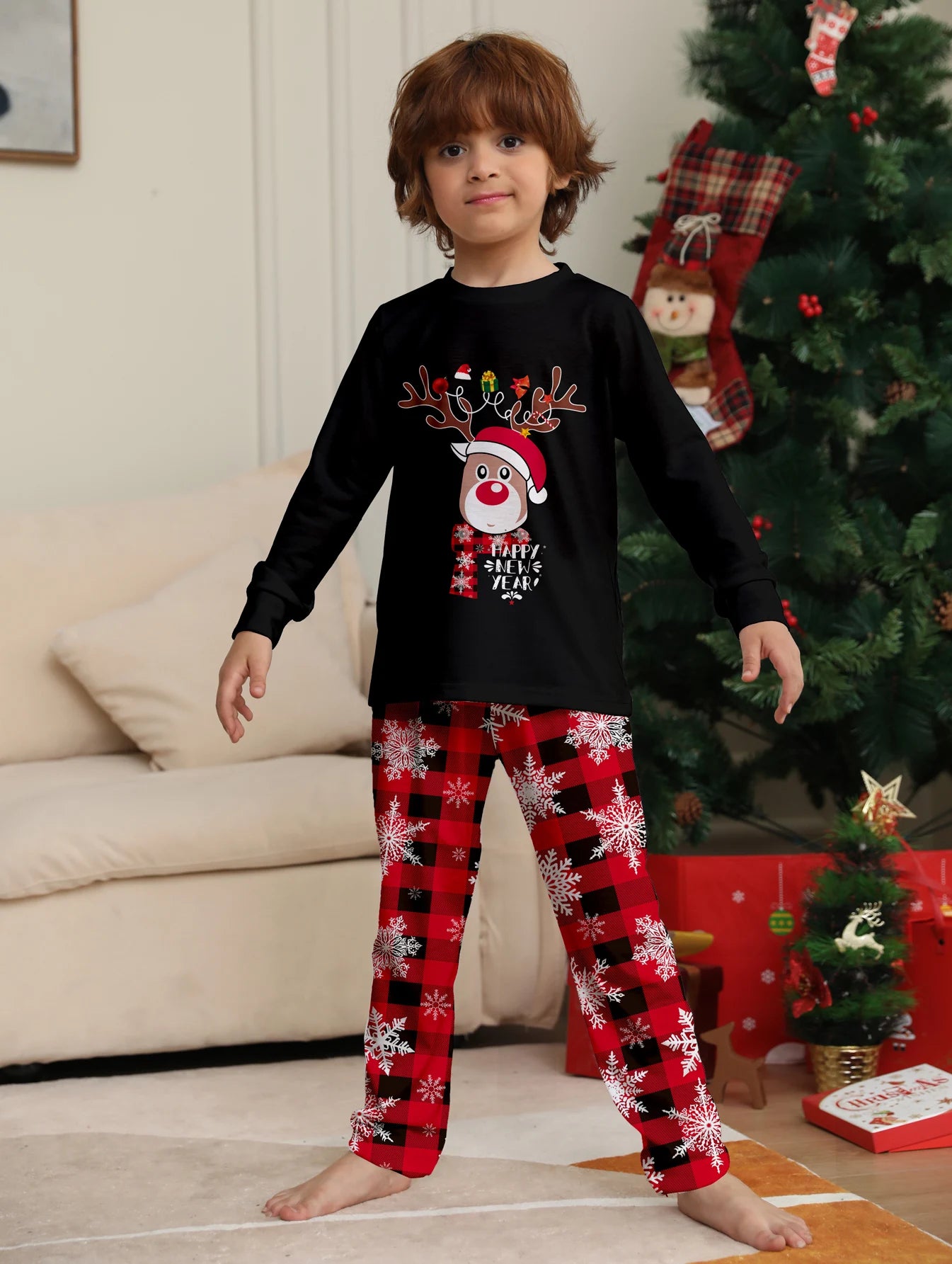 2024 Baby Boys Girls Winter Clothes Mother And Daughter Dad Sleepwear Printed Pajamas Set Family Christmas Matching Outfit