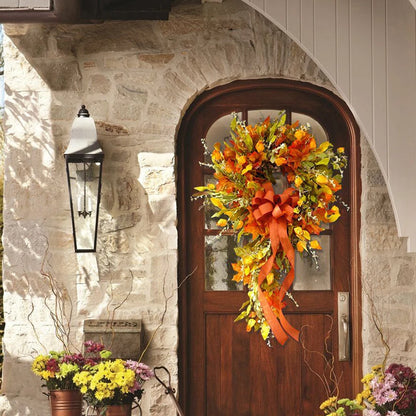 Thanksgiving Farmhouse Wreath Festival Celebration Maple Leaf Autumn Wreath Party Supplies Scene Layout for Home Restaurant Shop