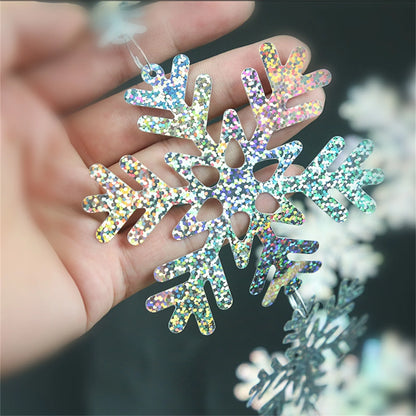 Artificial White Snowflake Banner for Winter Wonderland Party Decorations Christmas Tree Hanging Birthday Party Snowflakes Decor