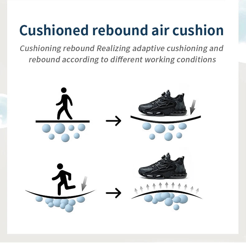 Slack-stab-proof work shoes with elastic buttons and lace-up