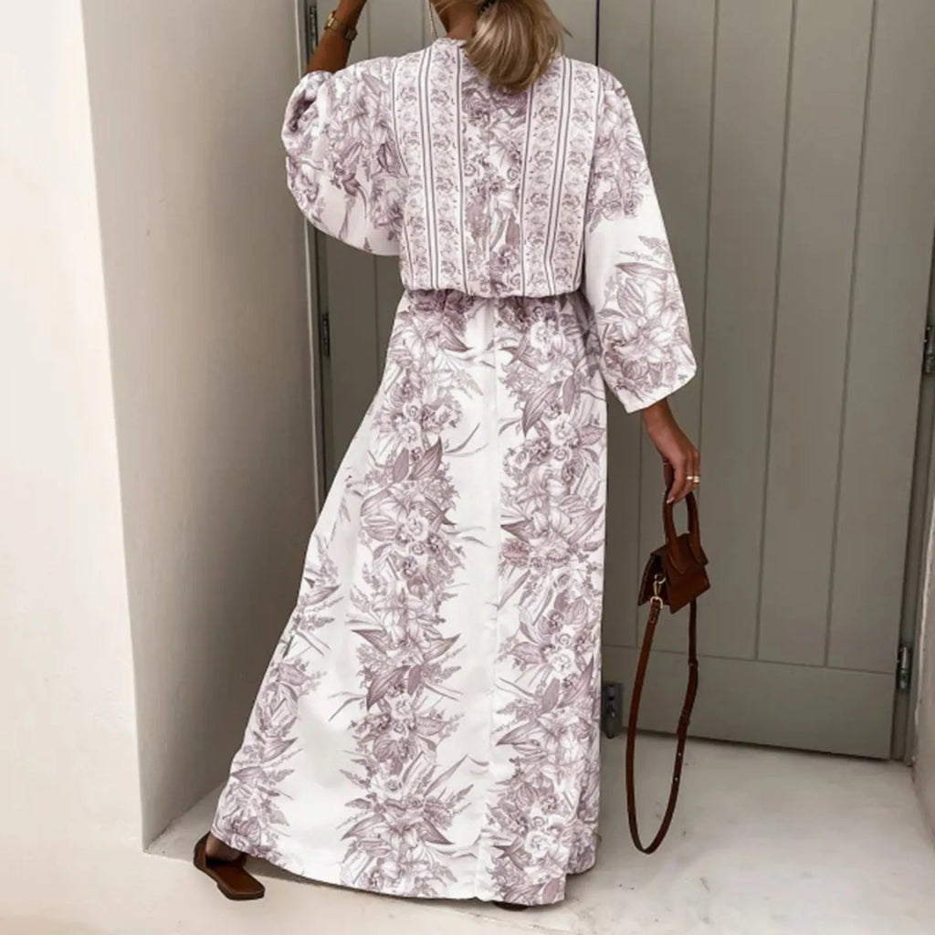 Dresses For Women 2025 Ladies' V Neck Short Sleeve Lace Up Printed Large Skirt Dress Vestidos En Oferta LiquidacióN