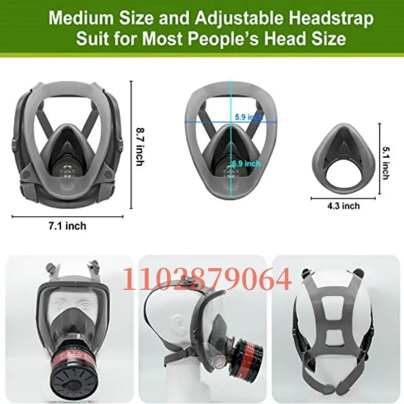Full face respirator - mask with 40 mm gas filter canister for industrial gases, chemical, polishing, welding, spraying Gas mask