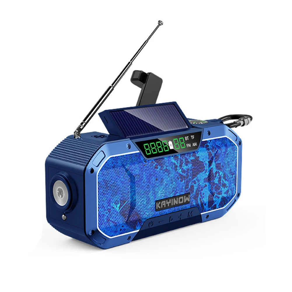 Solar Hand Crank Radio Portable AM/FM Weather Radio with LED Flashlight SOS Alarm Emergency Power Supply/Bank