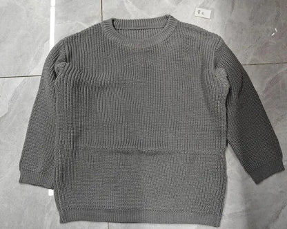 Suefunskry 1PC Mommy and Me Matching Sweaters Solid Color Knitted Long Sleeve Round Neck Warm Pullover Tops for Autumn Winter