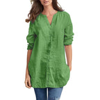 Summer Blouses For Women Dressy Casual Women'S Solid Color Cotton Linen Longline Shirt Cardigan Blusas Elegantes Para Mujer 2025