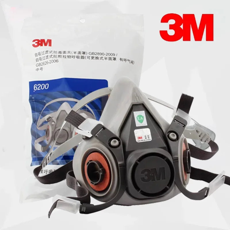 3M 6200 Self-priming Filtering Gas Mask Half Mask for Paint Spraying, Chemical Gas, Industrial Dust Headgear