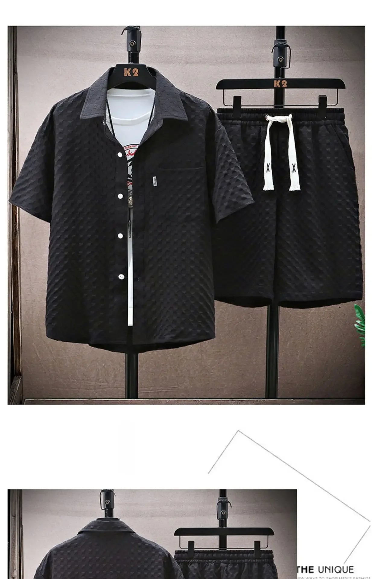 Casualsuit Men's Short Sleeve Sport Suit Vintage Trendy Fashionable Lightweight Summer 2024 New Arrival