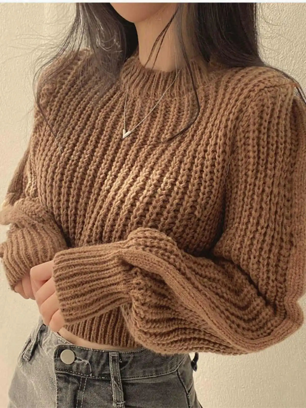 Knitted Sweater Women Pullovers New Long Sleeve O-Neck Black Knit Sweater Pullover Women Tops Sweaters Sueters De Mujer Q718