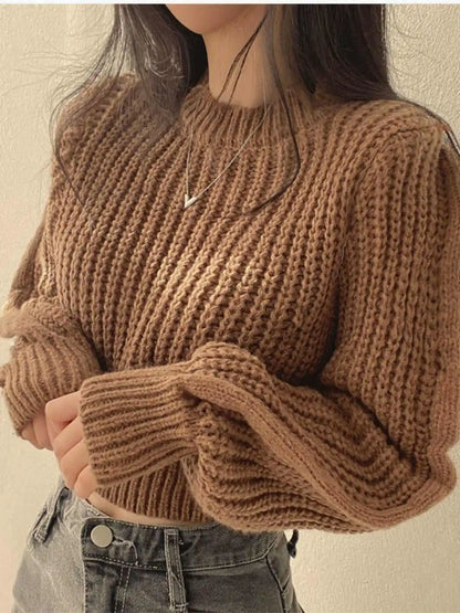 Knitted Sweater Women Pullovers New Long Sleeve O-Neck Black Knit Sweater Pullover Women Tops Sweaters Sueters De Mujer Q718