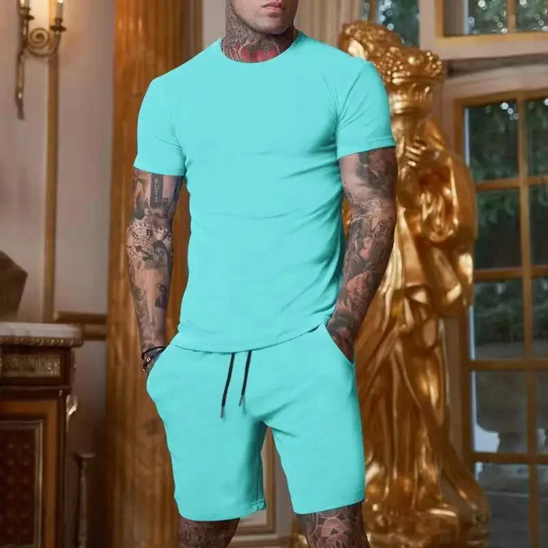 Men's two-piece sports suit shorts casual fashion summer 2024 hot item