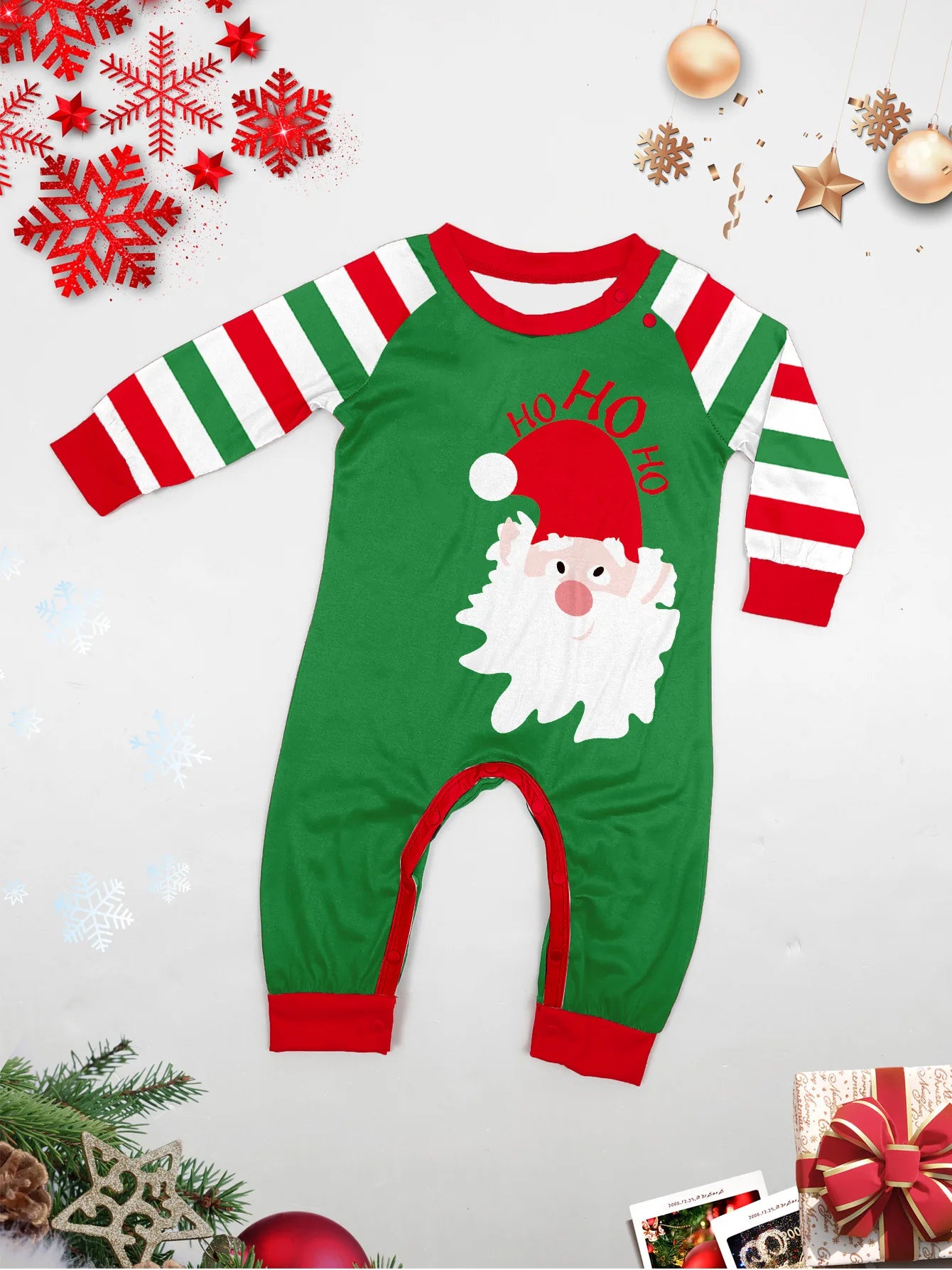 Europe and the United States 2024 new Santa Claus stripes Christmas family home clothing pajamas new set