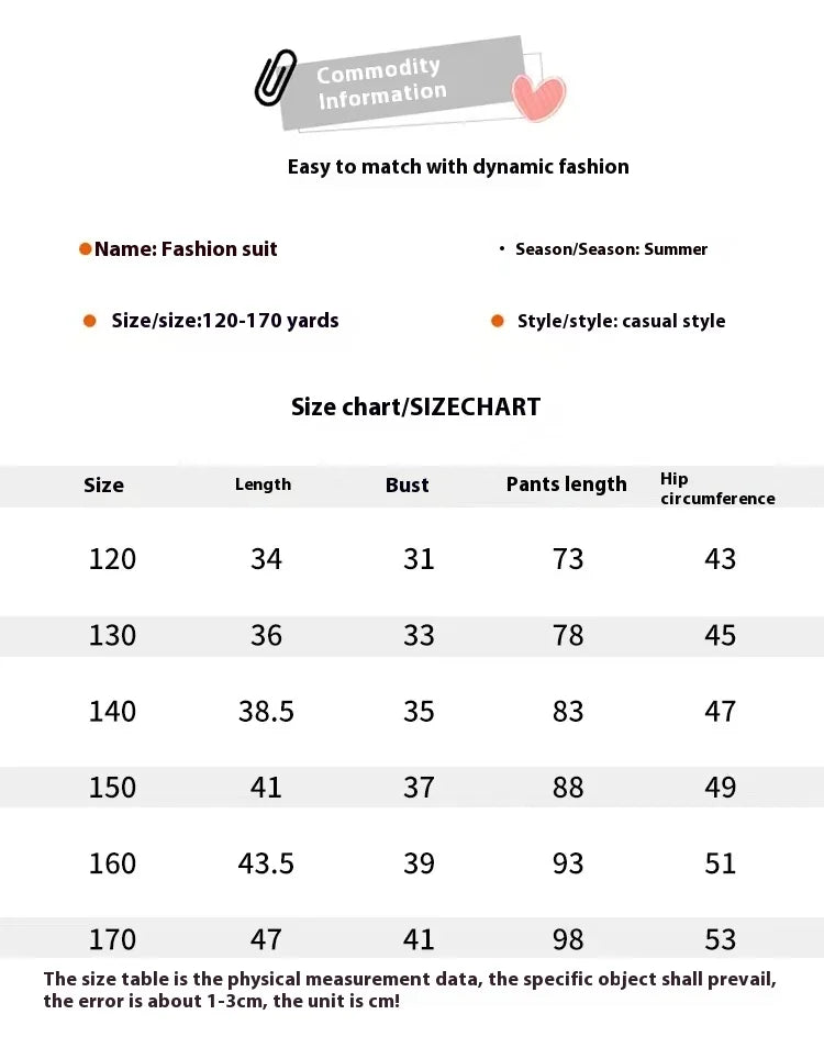 Girls' summer casual suit, new children's fashionable T-shirt, casual pants, summer dress, foreign short-sleeved two-piece set,