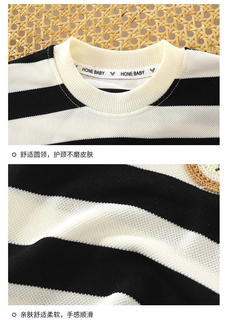 Children Boys Short Sleeves Suit Summer Stripe Kid Boy Outfit Infant Baby Boys Top+cotton Shorts Tracksuits Toddler Girl Clothes