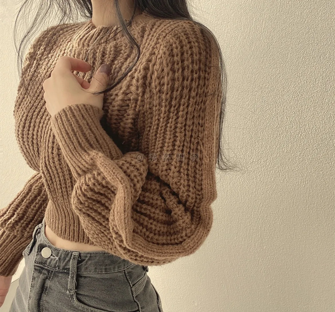 Knitted Sweater Women Pullovers New Long Sleeve O-Neck Black Knit Sweater Pullover Women Tops Sweaters Sueters De Mujer Q718