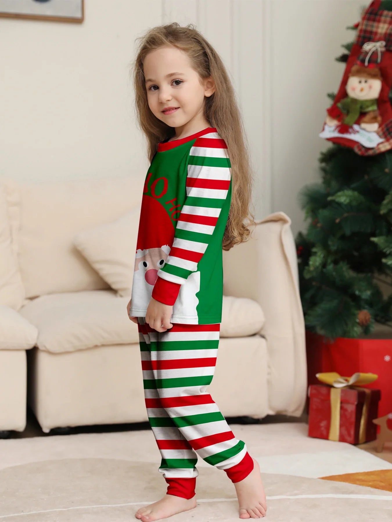 Europe and the United States 2024 new Santa Claus stripes Christmas family home clothing pajamas new set