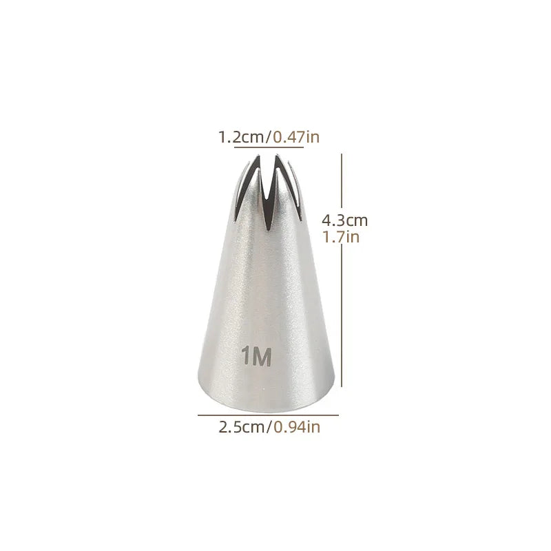 15pcs Piping Nozzles Set, Stainless Steel IcingCream Nozzles, Cake Piping Tips For Dessert Biscuit Cup Cake, Kitchen Accessories