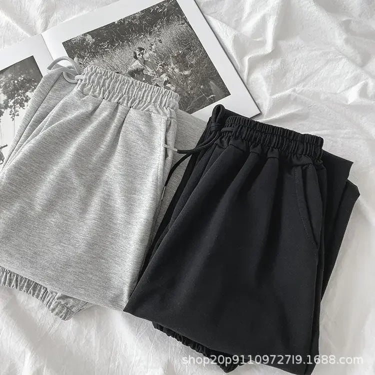 Thickened Fleece Black Sports Pants Pure Color Casual Trousers Autumn Winter New Style Slimming Harlan Pants for Women