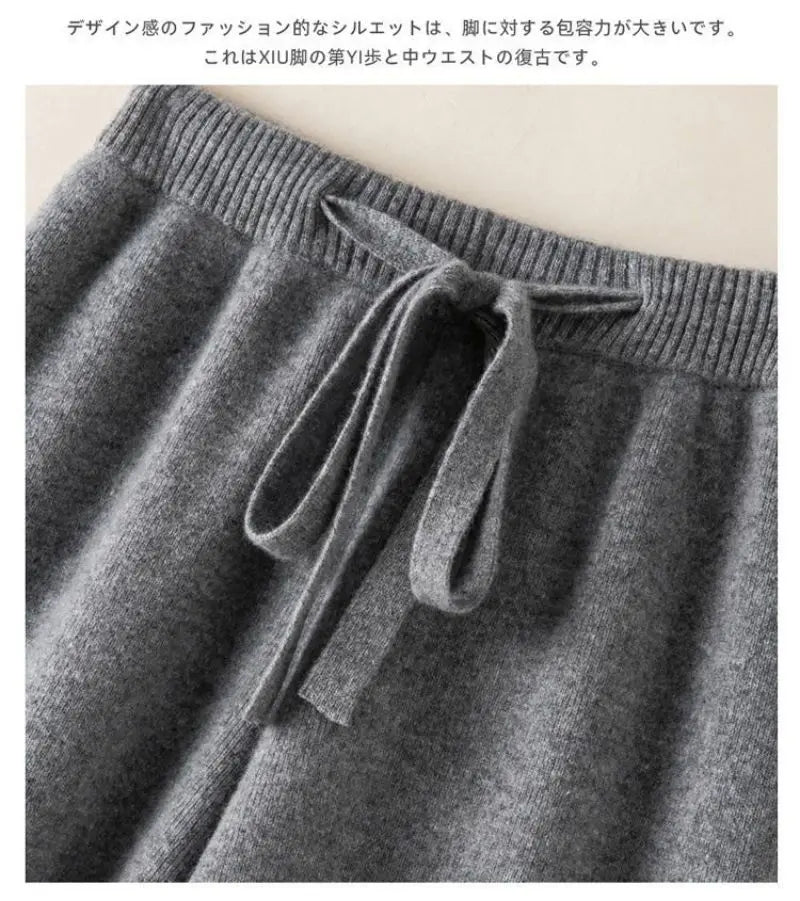 Thick Warm Knitted Casual Chic Basic Soft Elastic High Waist Women's Pants Korean Fashion Straight Ankle-Length Pants For Women