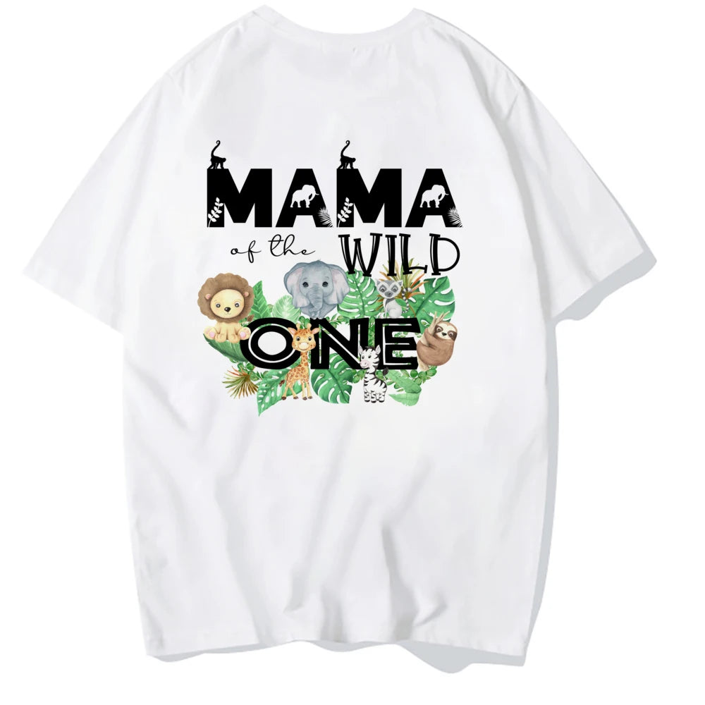 Wild One Family Matching Clother Jungle Party Dad Mom Sister Brother Baby Look Outfits T-shirt One Birthday Family T Shirts Tops