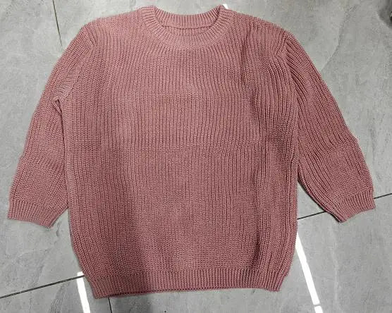 Suefunskry 1PC Mommy and Me Matching Sweaters Solid Color Knitted Long Sleeve Round Neck Warm Pullover Tops for Autumn Winter