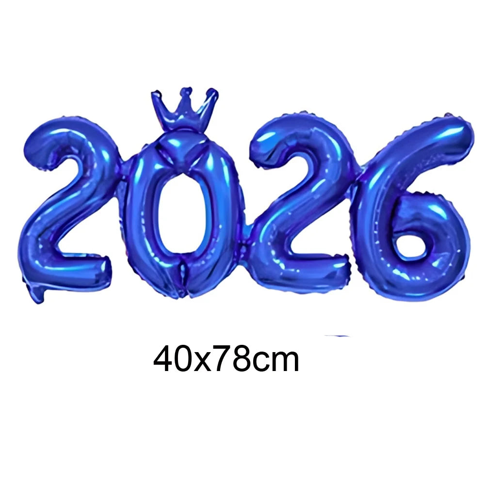 Crown 2026 Number Foil Balloons Happy New Year Eve Party Decoration Photo Booth Props Supplies Christmas Home Decor Navidad 2026