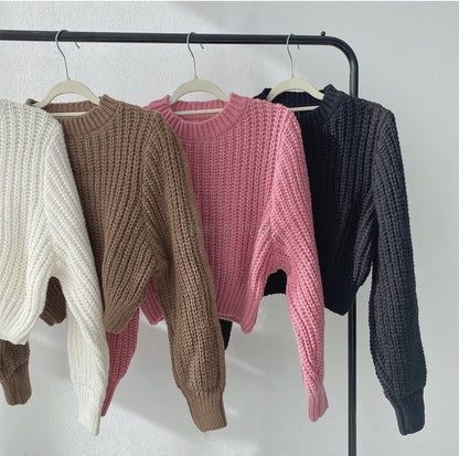 Knitted Sweater Women Pullovers New Long Sleeve O-Neck Black Knit Sweater Pullover Women Tops Sweaters Sueters De Mujer Q718