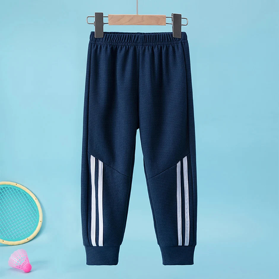 1/3 Pcs Children's Waffle Solid Color Sports Pants Boys Casual Joker Harun Pants Elastic Waist Running Pants Girls Fashion Pants