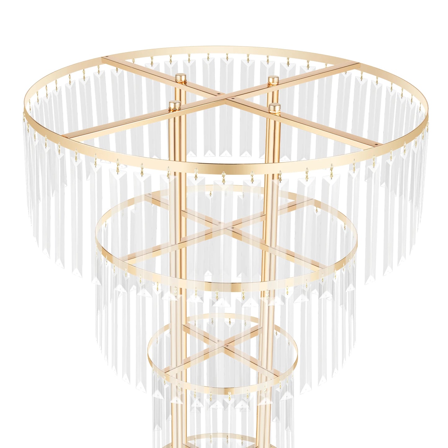 3-Tier/4-Tier Gold Crystal Flower Stand Electroplated Iron Freestanding for Wedding Party Event Decoration