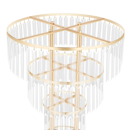 3-Tier/4-Tier Gold Crystal Flower Stand Electroplated Iron Freestanding for Wedding Party Event Decoration