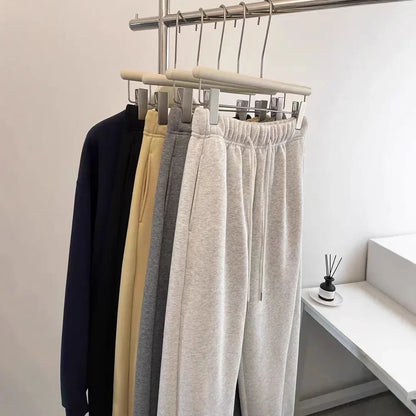 High Waist Thickened Lamb Velvet Drawstring Sweatpants Women Loose Casual Sports Warm Long Trousers Commute Style Cotton