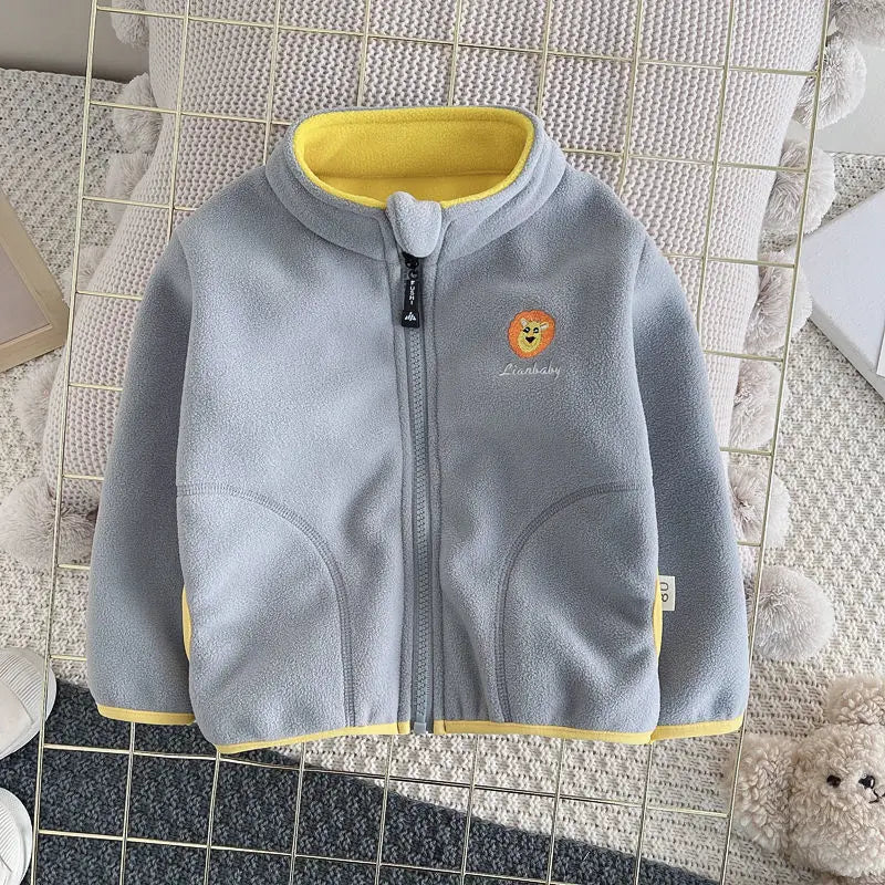 New Children Boys Girls Polar fleece cardigan jacket Winter Kids Warm Hooded Baby Coats Causal Toddler Outerwear