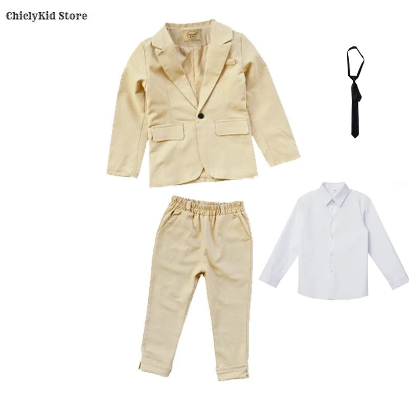 Little Boys Solid Suit Jacket Trousers Kids Formal Dress Spring Tuxedos Clothes Sets Child Cool Blazer Pants Baby Toddler Suits