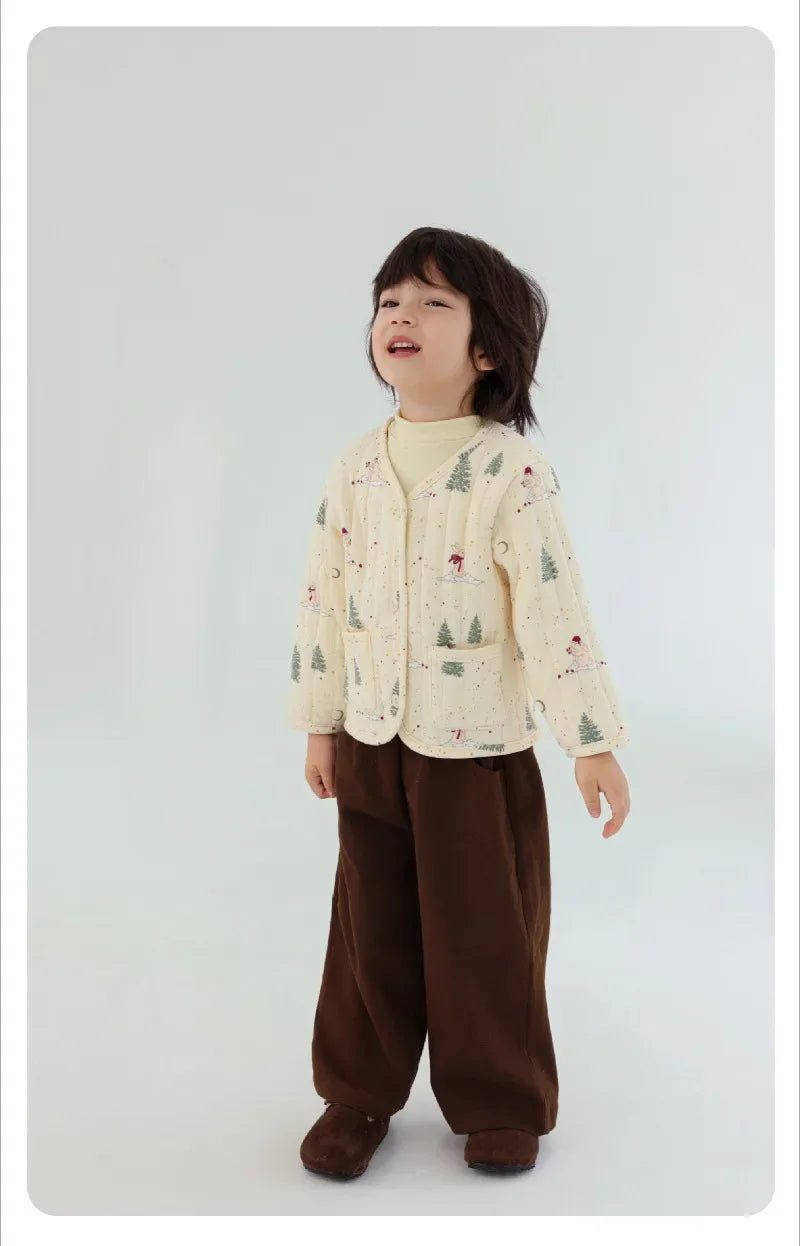 2-6Y Kids Velvet Jacket New Nordic Style Sweet Cotton Coat Babies Autumn Winter Boys Girls Comfortable and Warm Lined jacket