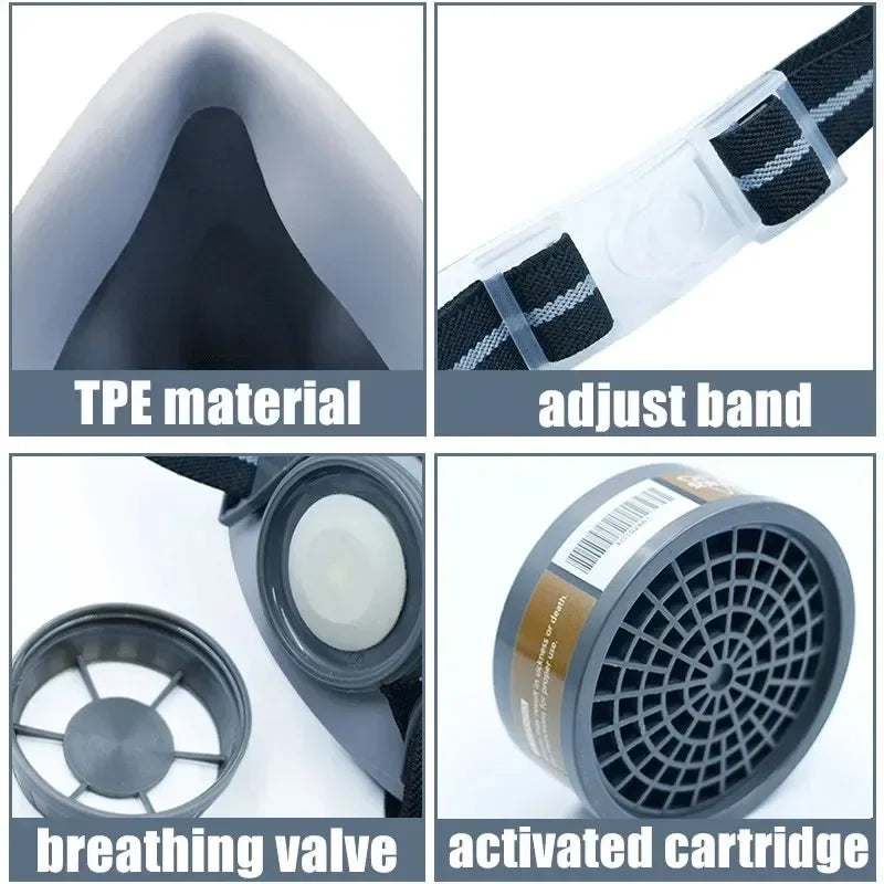 Full/Half Face Gas Mask Safety Fog proof Glasses Set Spray Paint Chemical Pesticide Decoration Formaldehyde Anti-Dust Respirator