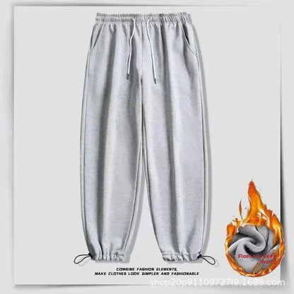 Thickened Fleece Black Sports Pants Pure Color Casual Trousers Autumn Winter New Style Slimming Harlan Pants for Women