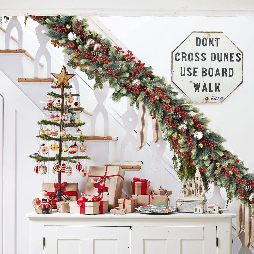 1Pc Artificial Green Plants Christmas Tree Garland Home Party Decorative Outdoor Yard Pine Tree Rattan Hanging Hot Sale Products
