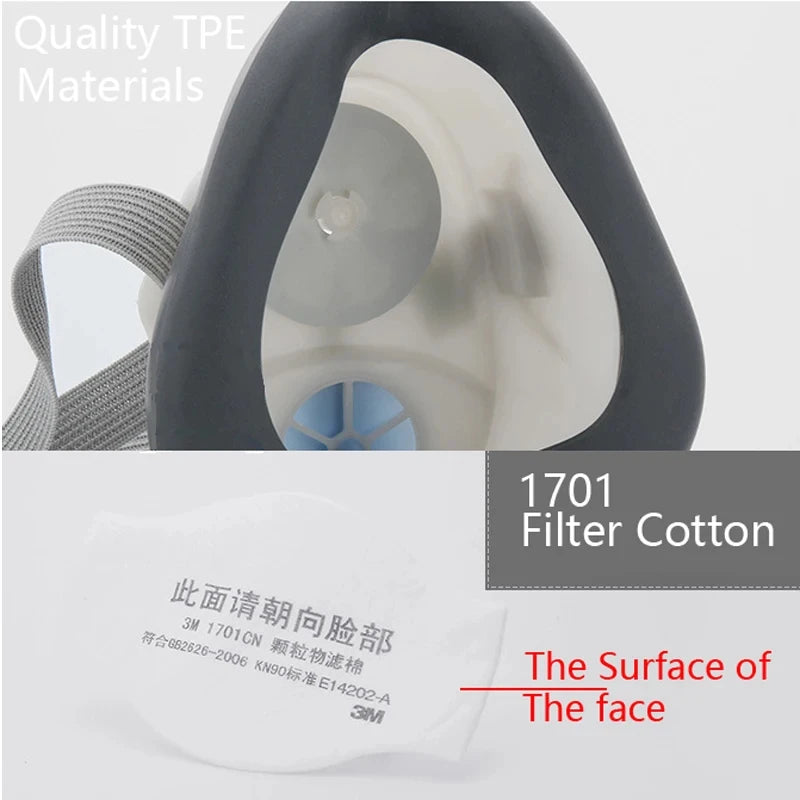 3MHalf Face Gas Mask Anti industrial conatruction 1211 1701 Filter cotton Dust pollen anti-particle dust cover Gas Mask