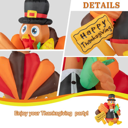 5FT Thanksgiving Inflatable LED Lighted Turkey Air Blow up Lawn Yard Decoration
