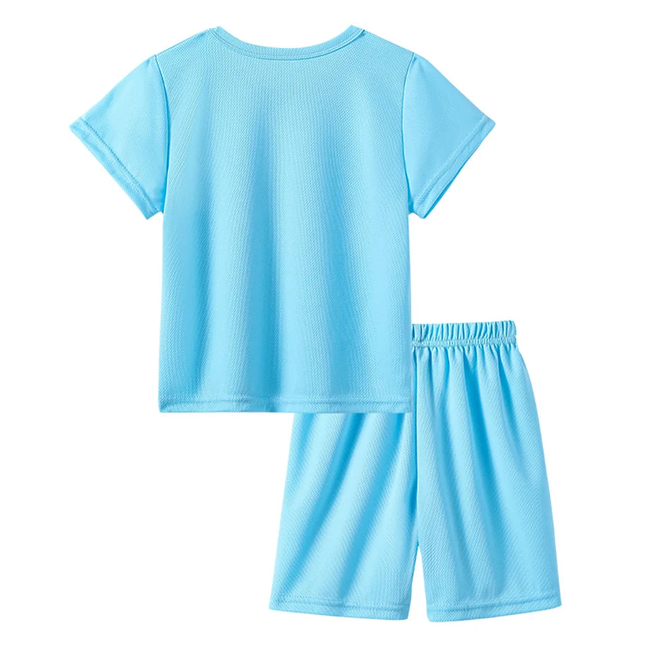 2-pieces Summer Children's Letter Quick drying Sports Suit For Boys And Girls Loose Short Sleeved T-shirt Outdoor Casual Shorts