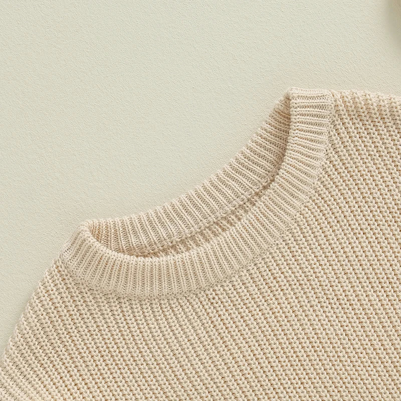 Suefunskry 1PC Mommy and Me Matching Sweaters Solid Color Knitted Long Sleeve Round Neck Warm Pullover Tops for Autumn Winter