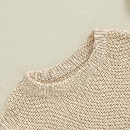 Suefunskry 1PC Mommy and Me Matching Sweaters Solid Color Knitted Long Sleeve Round Neck Warm Pullover Tops for Autumn Winter