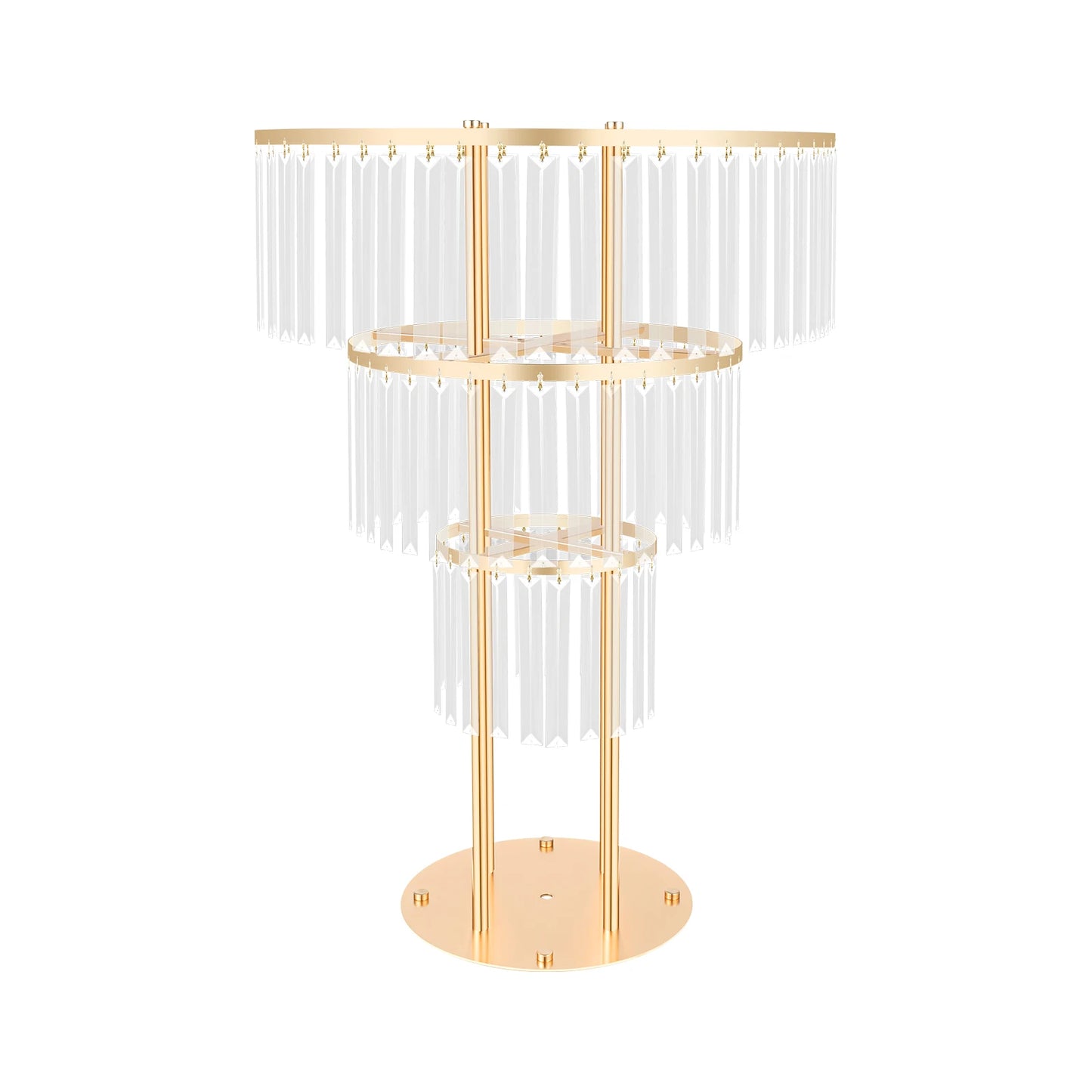 3-Tier/4-Tier Gold Crystal Flower Stand Electroplated Iron Freestanding for Wedding Party Event Decoration